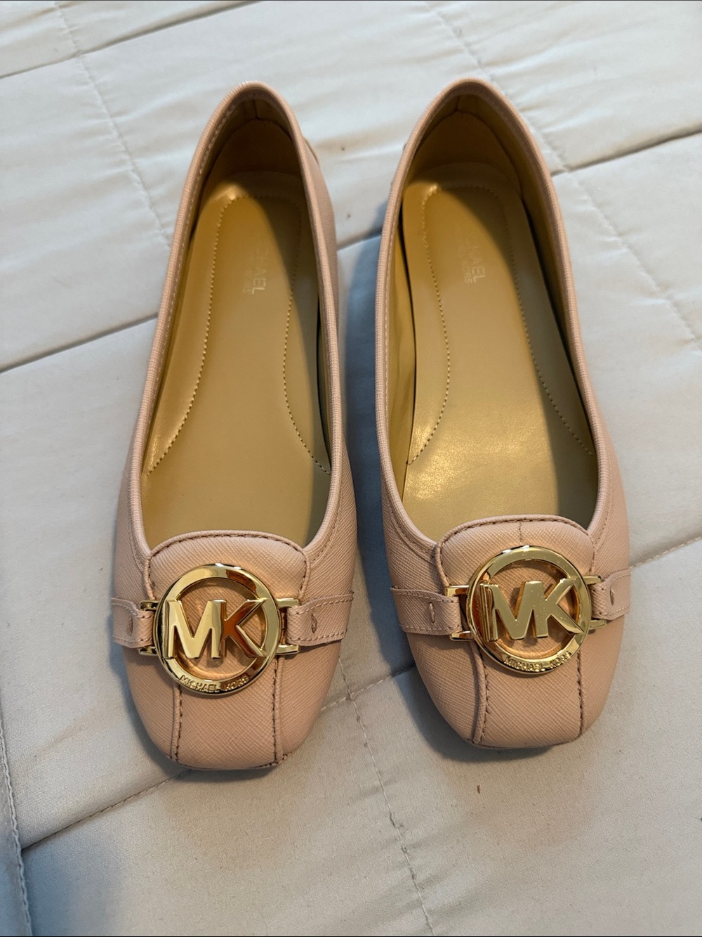 Michael Kors Blush Pink Logo Round-Toe Ballet Flats